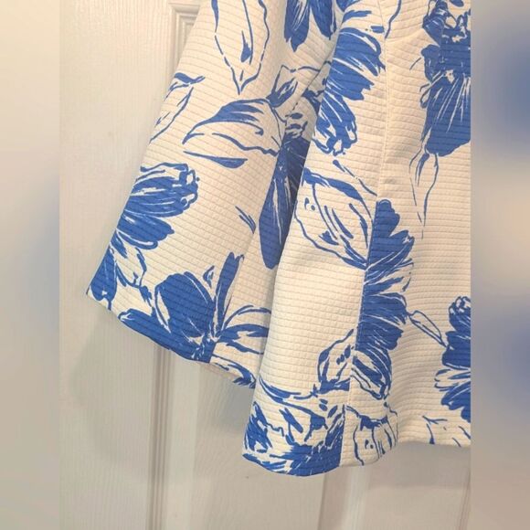 Susan Graver Blazer Jacket Size XL Floral Cream 3/4 Sleeve 2 Button Closure - Picture 5 of 7